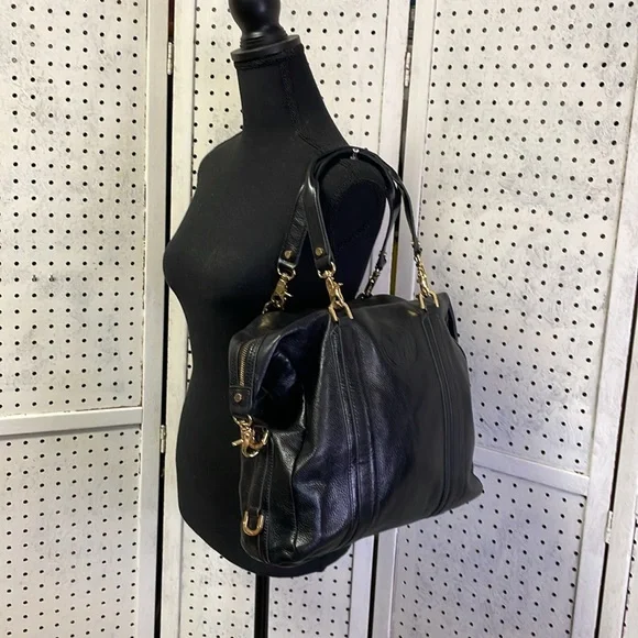Tory Burch Black Leather Satchel with Gold Hardware - Picture 4 of 10